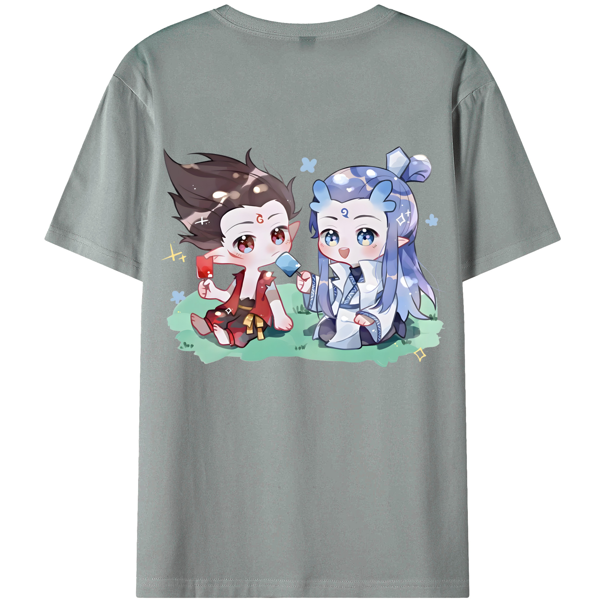 （画像用） Ne Zha 2 ナタ 魔童の大暴れ 綿100％ メンズ半袖Tシャツ（バックプリント） 通気性
